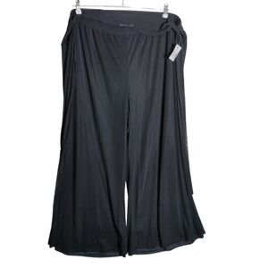Added Dimensions Catherines Black Wide Leg Palazzo Pants Sheer Overlay Womens 3X